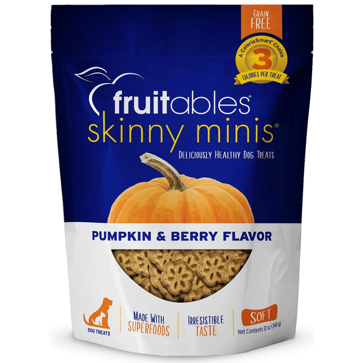 Fruitables Skinny Minis Pumpkin & Berry Flavor Dog Treats - Healthy Low-Calorie Training Snacks for Small Dogs - Perfect for Reward Training & On-the-Go Treats