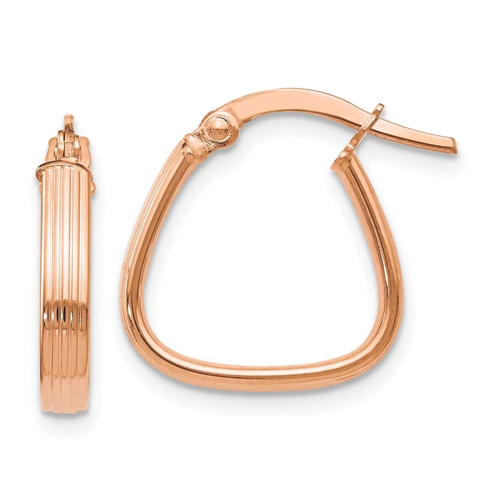 14K Rose Gold Hoop Earrings for Women - Polished & Textured Design, Perfect for Everyday Wear, Parties & Special Occasions