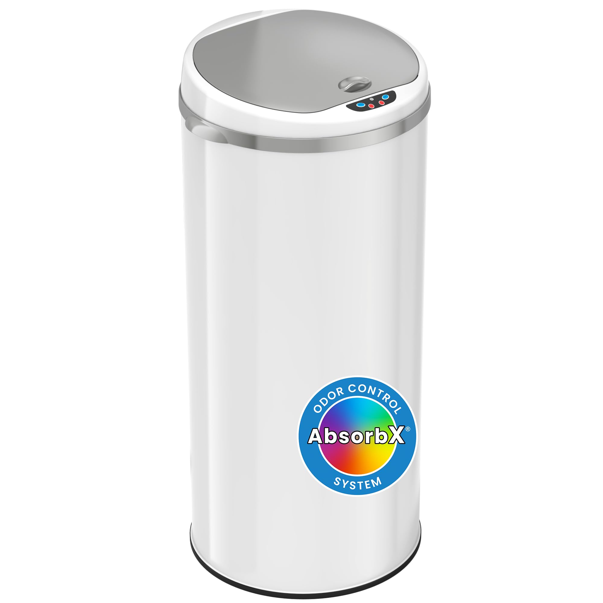 iTouchless 13 Gallon Automatic Sensor Trash Can with Odor Control - Stainless Steel Touchless Garbage Bin for Kitchen, Bathroom, Office & Home - Hands-Free Waste Bin with AbsorbX Odor Filter System (White) - Perfect for Recycling, Disposal & Smart Home Use