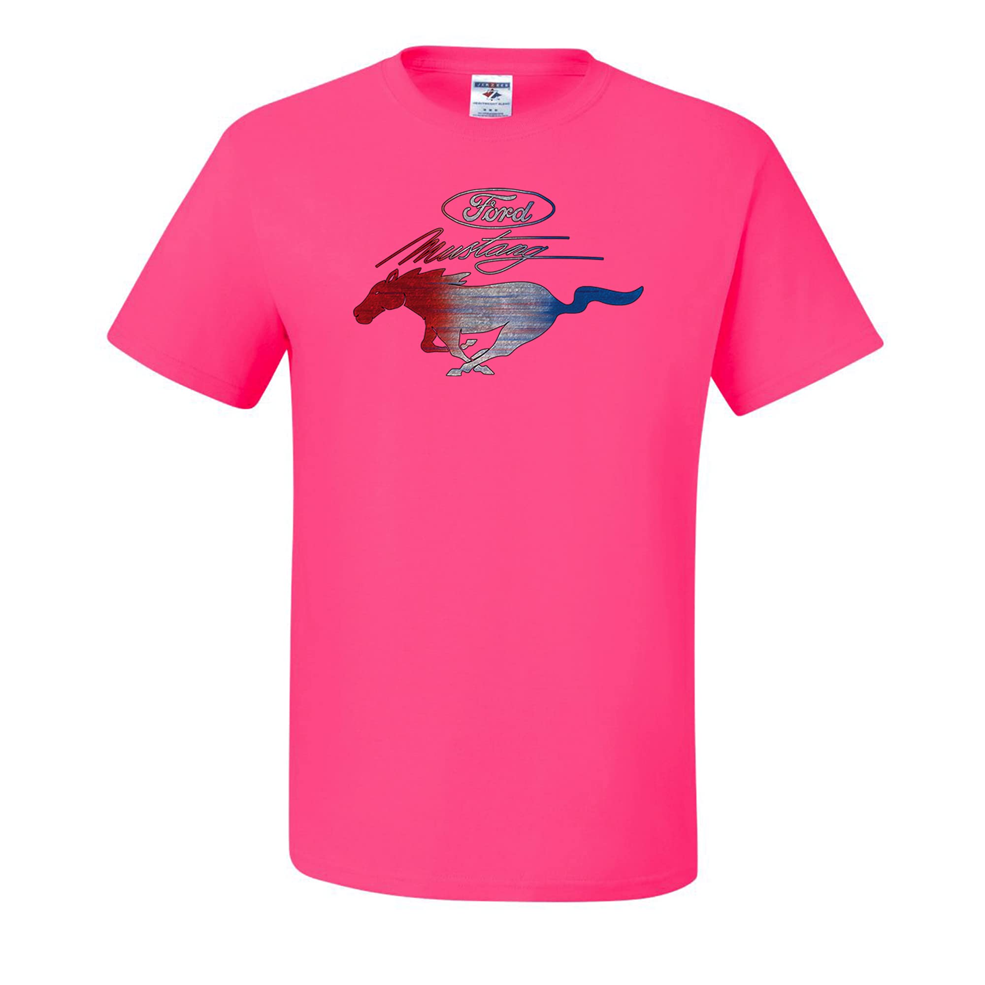 Official Licensed Ford Mustang Pony American Flag T-Shirt for Men - Patriotic US Flag Graphic Tee - Casual Wear, Car Enthusiast Outfit, Gift for Ford Fans