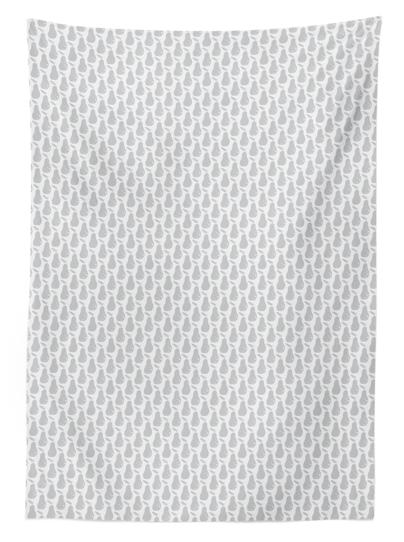 Ambesonne Grey and White Washable Outdoor Tablecloth - Greyscale Pear Silhouettes with Dots Design, 58