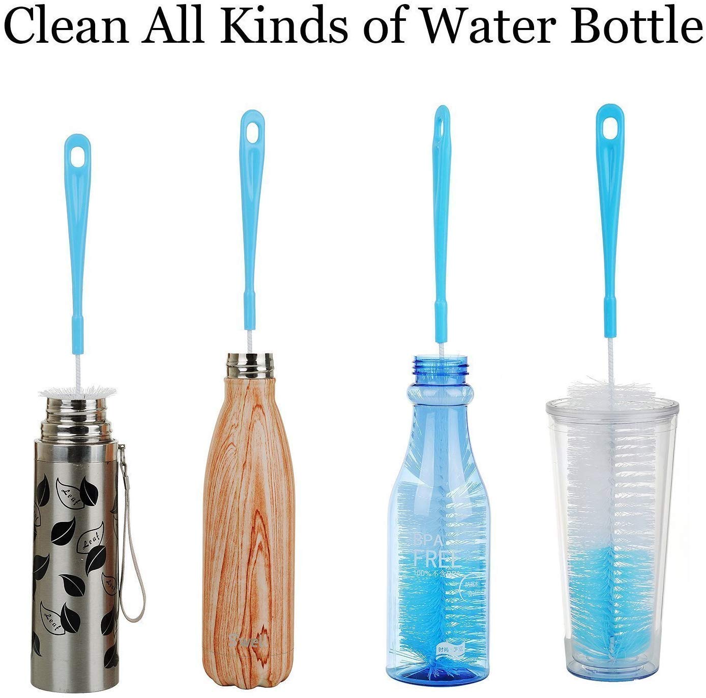 2-Pack Long Nylon Bottle Cleaning Brush for Glass & Plastic Bottles - Blue | Perfect for Water Bottles, Baby Bottles, Thermos & Sports Bottles | Shri Krishna Enterprises