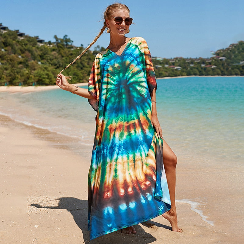 Bohemian Beach Dresses & Kaftans - Flowy Bikini Cover Ups, Maxi Robe for Women | Elegant Swimwear Coverup for Pool, Vacation & Summer Outfits