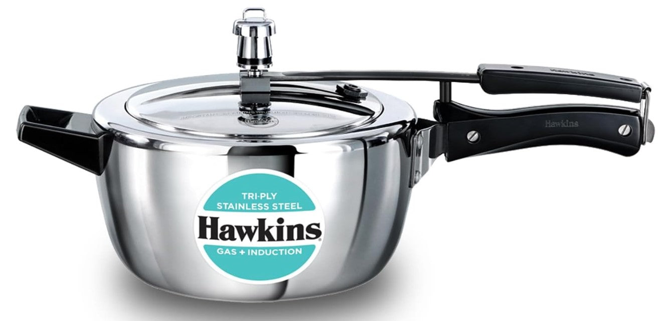 Hawkins 3.5L Tri-Ply Stainless Steel Pressure Cooker with Inner Lid - Perfect for Fast Cooking, Meal Prep & Healthy Eating at Home