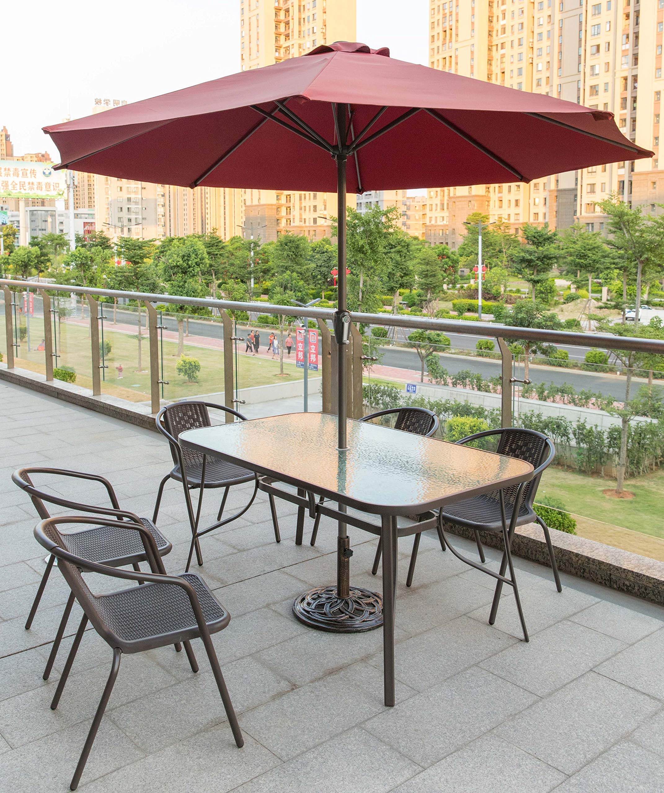 Heavy Duty 20 lb Cast Iron Umbrella Base Stand for Outdoor Patio - Round Garden Parasol Weight Holder for Stability in Windy Conditions | Perfect for Poolside, Deck, Backyard, and Commercial Use