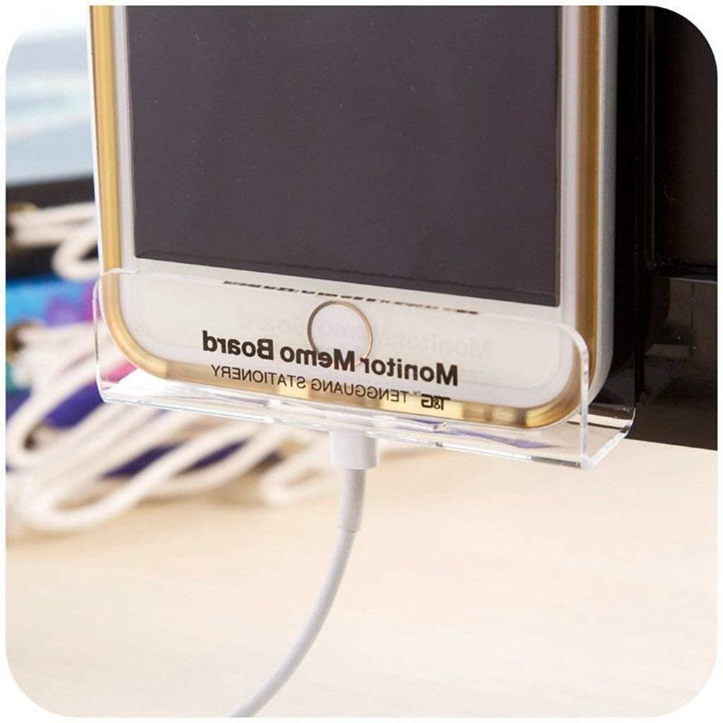 Transparent Sticky Note Holder for Computer Monitor - Multifunctional Memo Board with Clip for Home & Office Desk Organization - Perfect for Notes, Messages & Phone Holding (Left Side) - Ideal for Workspace Efficiency & Task Management