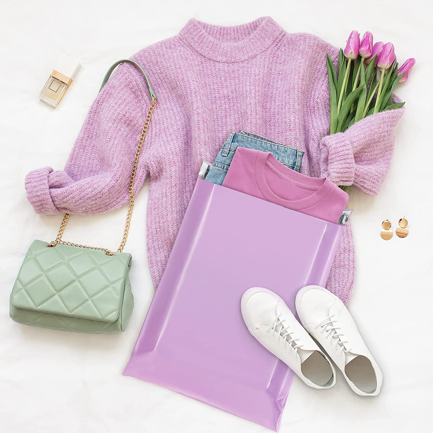 12x15.5 Inch Light Purple Poly Mailer Envelope Shipping Bags - Waterproof Mailing Pouches for Ecommerce, Clothing, Jewelry & Small Business Shipments