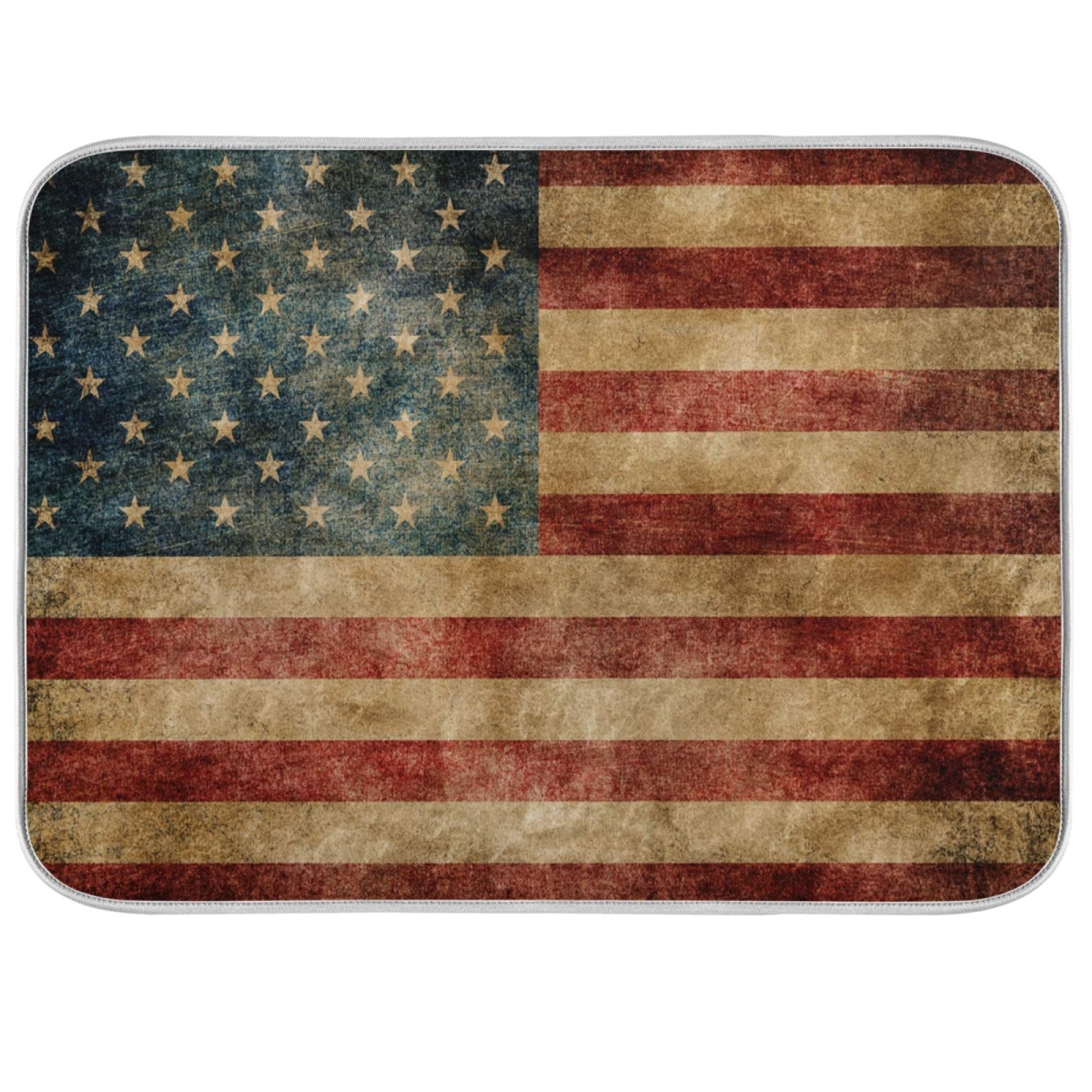 ATTX MUSA Flag Dish Drying Mat - 18 x 24 Inch Extra Large Microfiber Kitchen Counter Mat | Fast Absorbing, Non-Slip Dish Draining Pad for Sink, Countertop Protection | Perfect for Drying Dishes, Cups & Utensils