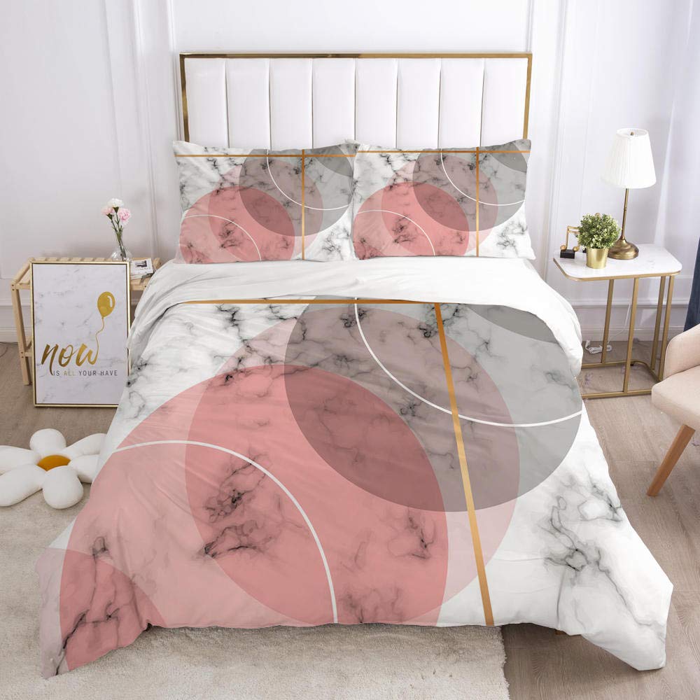 Geekcook 3D Luxury Duvet Cover Set King/Queen Size - Soft Bedding Comforter Cover with Pillowcases, Modern Home Decor for Master Bedroom & Guest Room