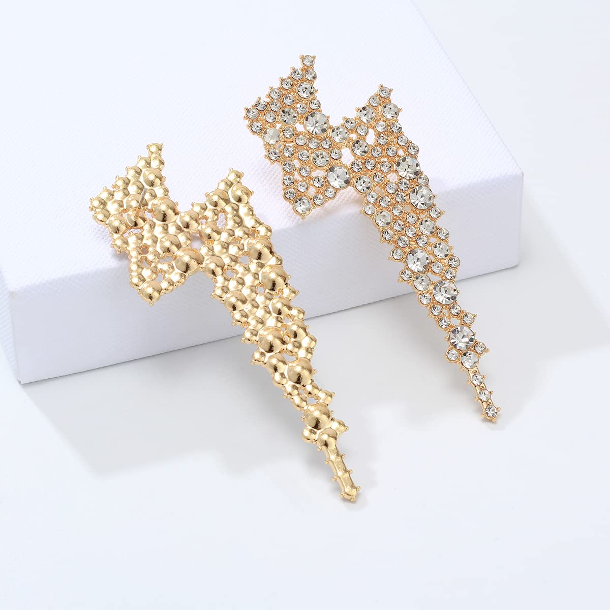 KELMALL Crystal Lightning Bolt Dangle Earrings for Women - Trendy Sparkly Drop Earrings, Fashion Statement Jewelry for Parties, Date Night & Special Occasions
