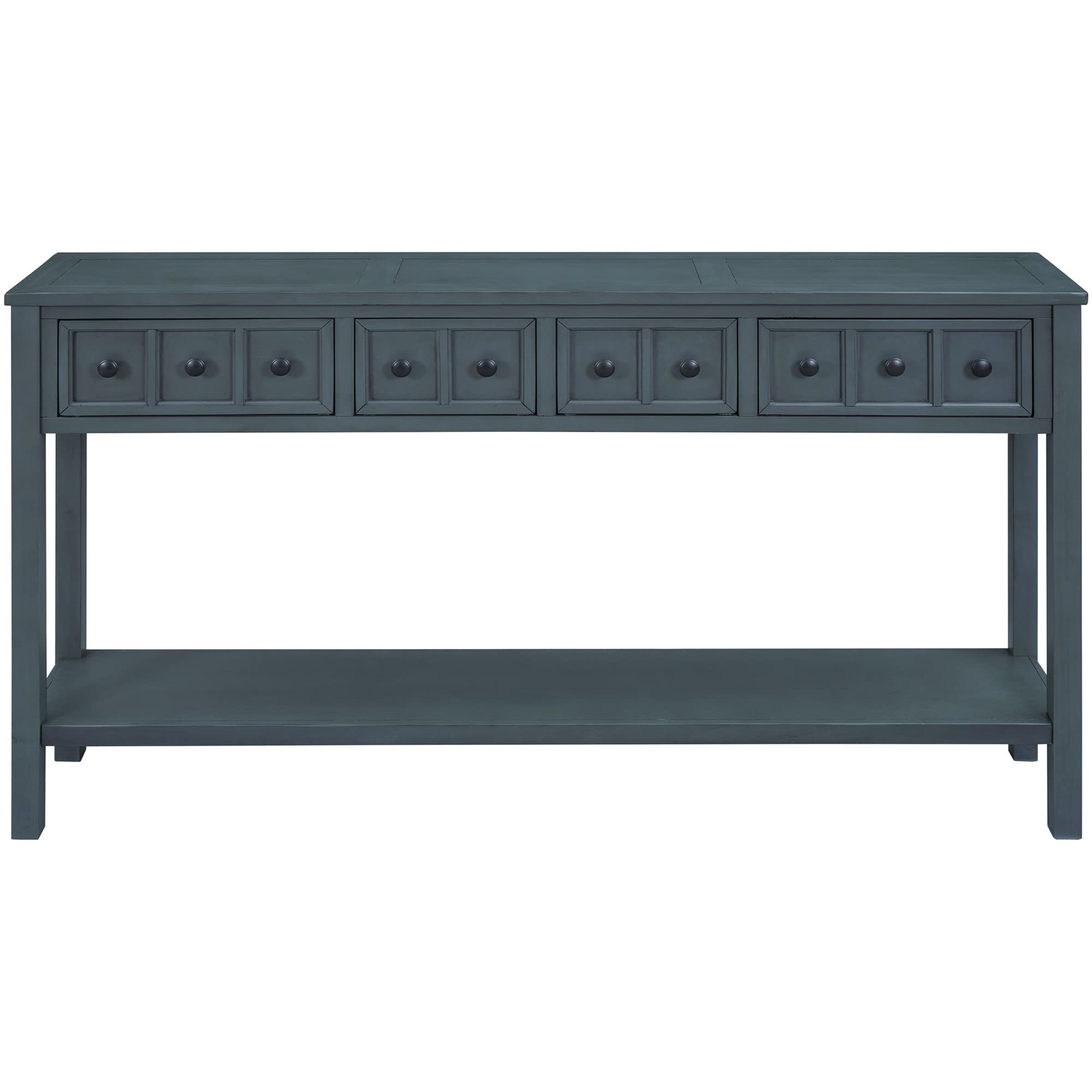 Merax Farmhouse Console Table with Storage Drawers & Bottom Shelf - Rustic Entryway Hall Table, Narrow Sofa Table for Living Room, Bedroom, or Office - Navy Blue Home Decor Furniture for Small Spaces