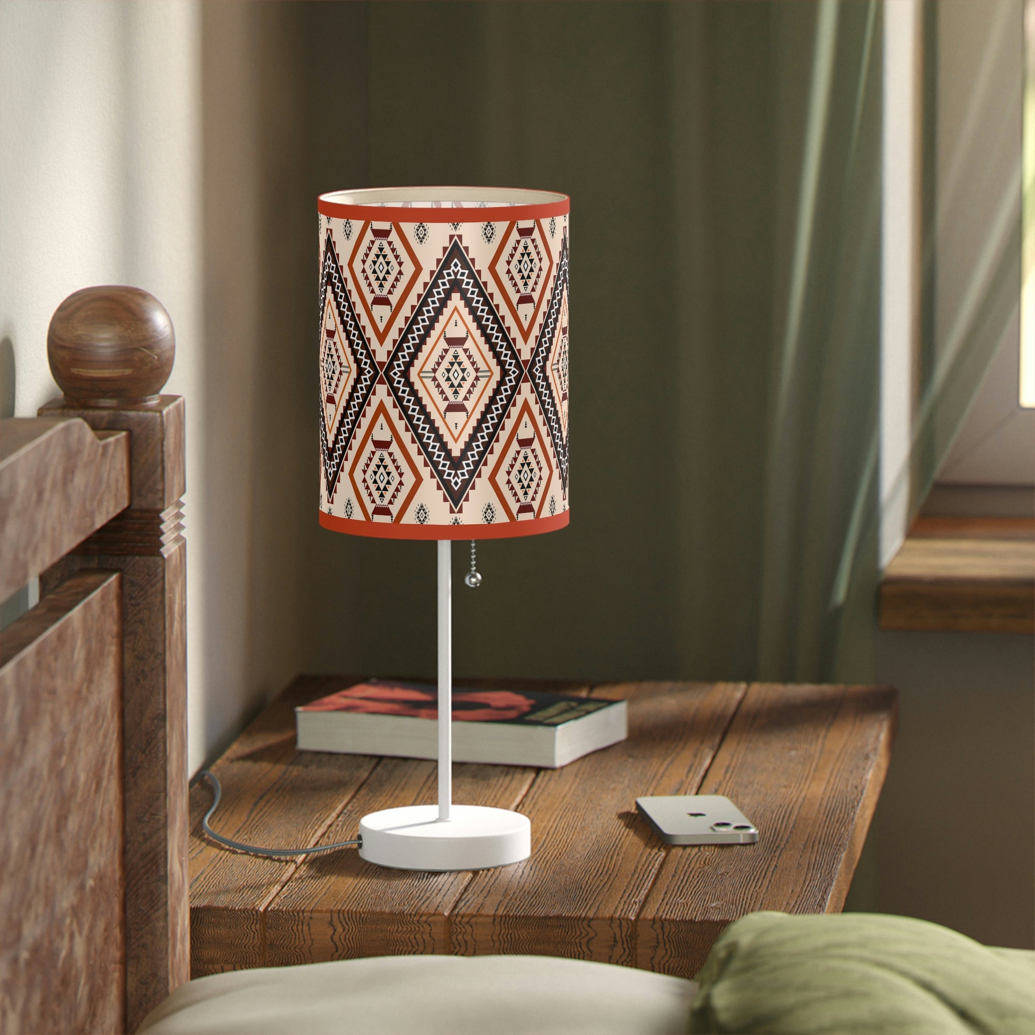 Southwestern Style Table Lamp for Bedroom & Living Room - Adjustable Reading Light with US/CA Plug - Perfect for Nightstands, Sofa Side Tables and Home Office Desks