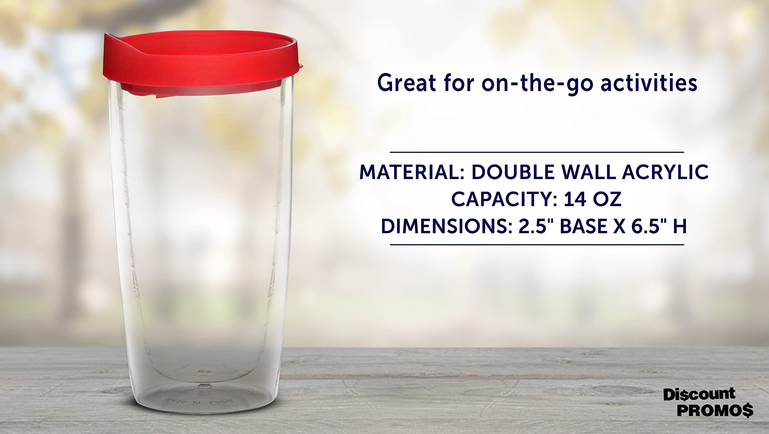 14 oz Double Wall Plastic Tumblers with Slide-Lock Lid - 6 Pack Insulated Travel Coffee Cups (Red) - Perfect for Hot/Cold Beverages, Office, Camping & Road Trips
