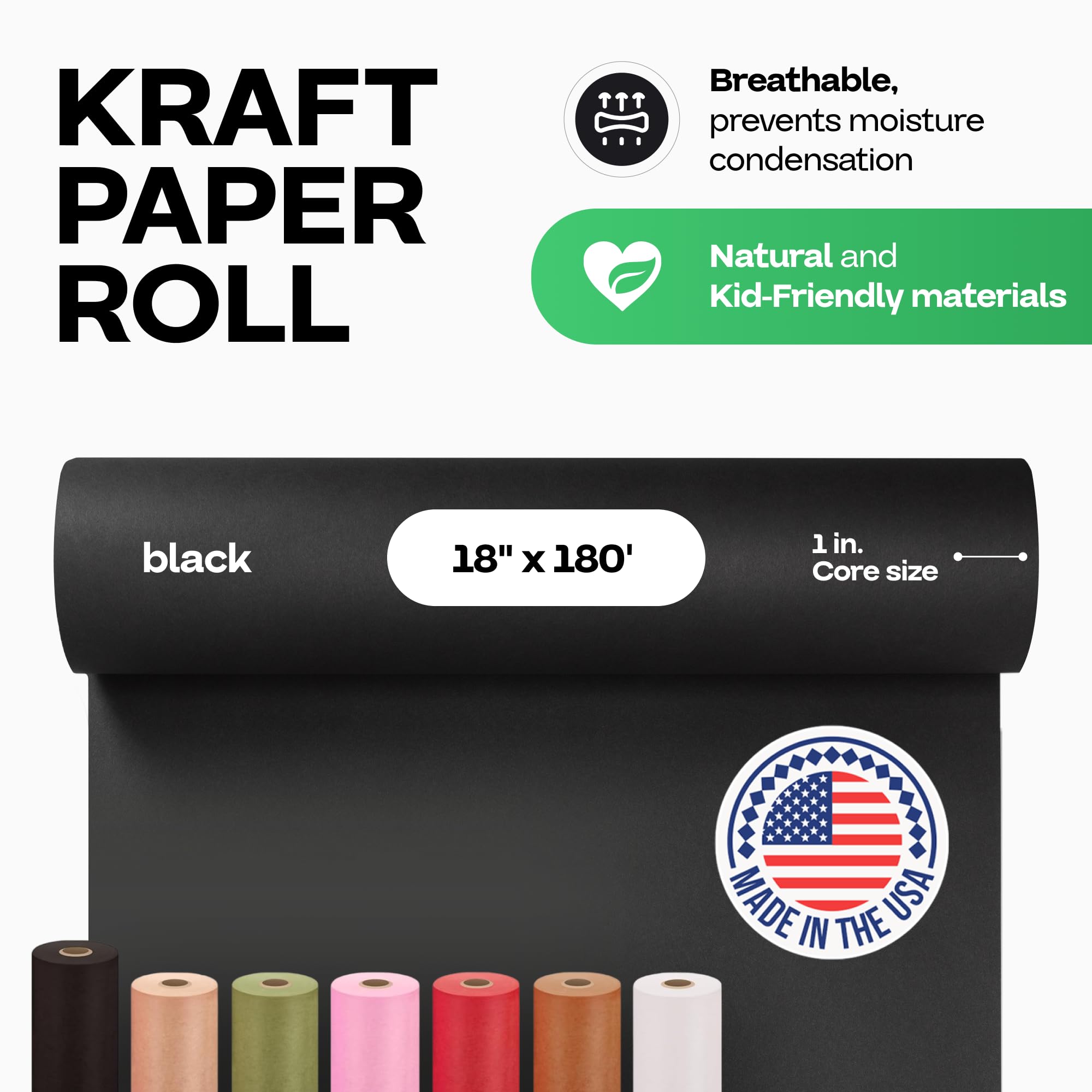Premium Black Kraft Paper Roll 18