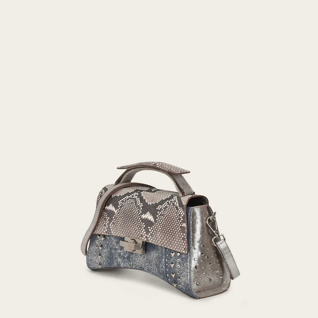 BOD0FPH Cuadra Silver Python Handbag for Women - Elegant Clutch for Evening Parties, Weddings & Special Occasions