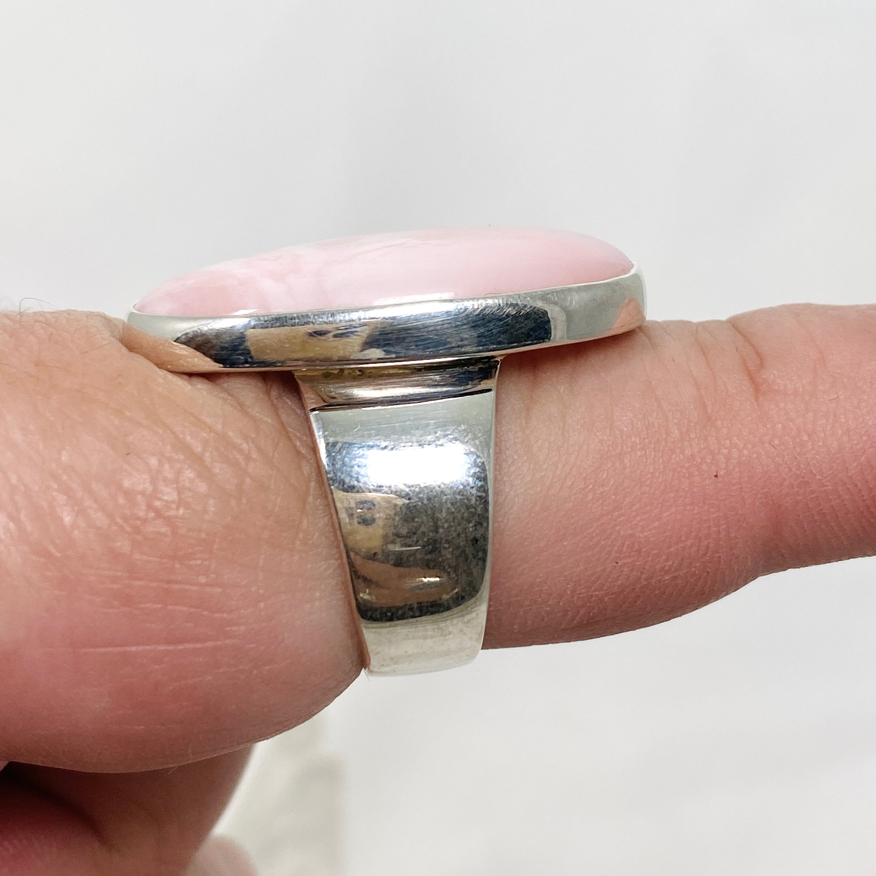 Pink Opal Oval Cabochon Ring Size 8 - Natural Gemstone Jewelry for Women - Perfect for Valentine's Day Gift & Everyday Wear KRGJ3306