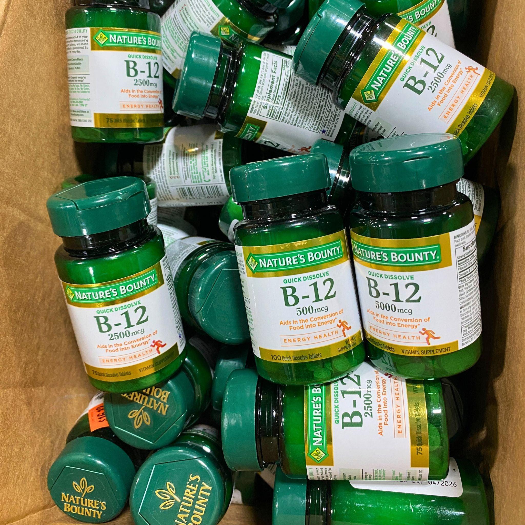 Nature's Bounty Vitamin B12 2500mcg, 500mcg & 5000mcg - Fast Dissolve Tablets for Energy & Metabolism Support - 50 Count - Perfect for Daily Wellness & Active Lifestyle