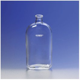Corning Pyrex 1 Liter Roux Culture Bottles with Offset Tooled Neck - Lab Glassware CS18 for Home Brewing, Fermentation & Scientific Experiments