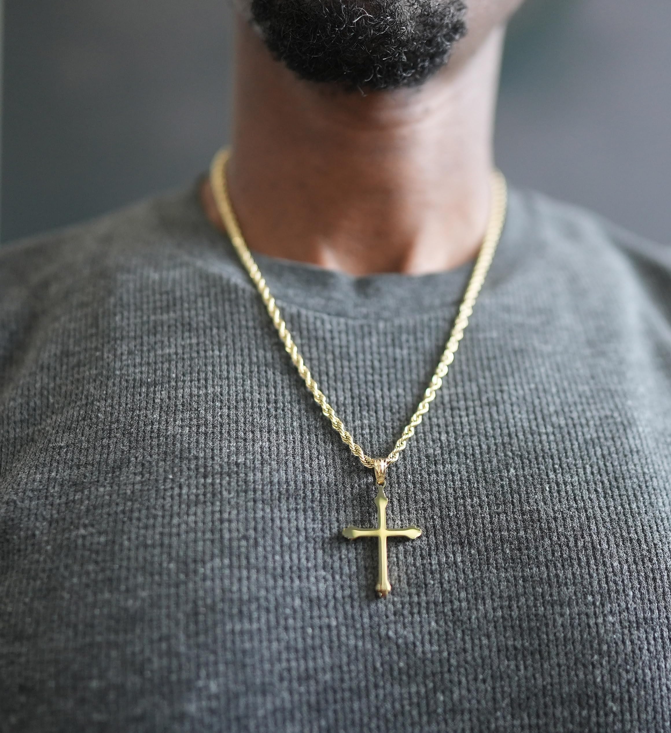18K Gold Cross Necklace for Men & Women - Baptism Gift Jewelry for Daily Wear & Special Occasions