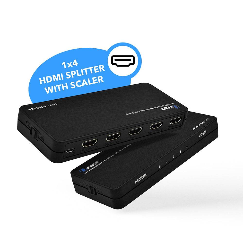 1x4 HDMI Splitter 4K Ultra HD 1 Input 4 Output with Auto Downscale & EDID - Perfect for Home Theater, Gaming & Multi-Screen Presentations (UHD PRO104)