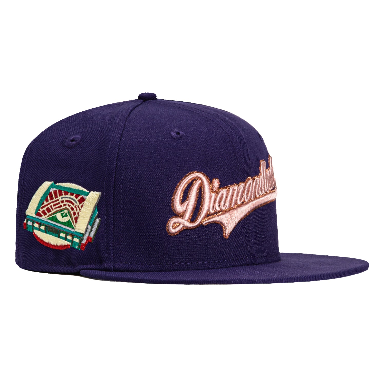 New Era 59Fifty Arizona Diamondbacks Chase Stadium Patch Script Hat - Purple, Ivory & Metallic Copper | MLB Baseball Cap for Fans, Game Day & Streetwear Fashion