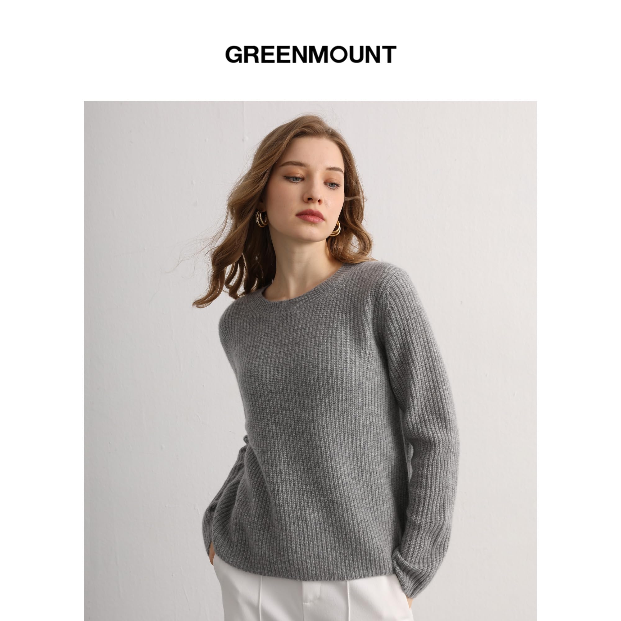 Premium Women's Cashmere Sweater - Soft Ribbed Crewneck Long Sleeve Pullover for Winter Warmth | Office Wear, Casual Outfits & Holiday Gifts