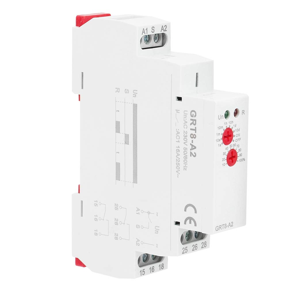 Keenso GRT8-A2 Timer Relay - DIN Rail Mount, 12V-240V AC/DC, Single Function Industrial Time Delay Relay for Automation Control | Perfect for HVAC Systems, Motor Controls & Industrial Machinery