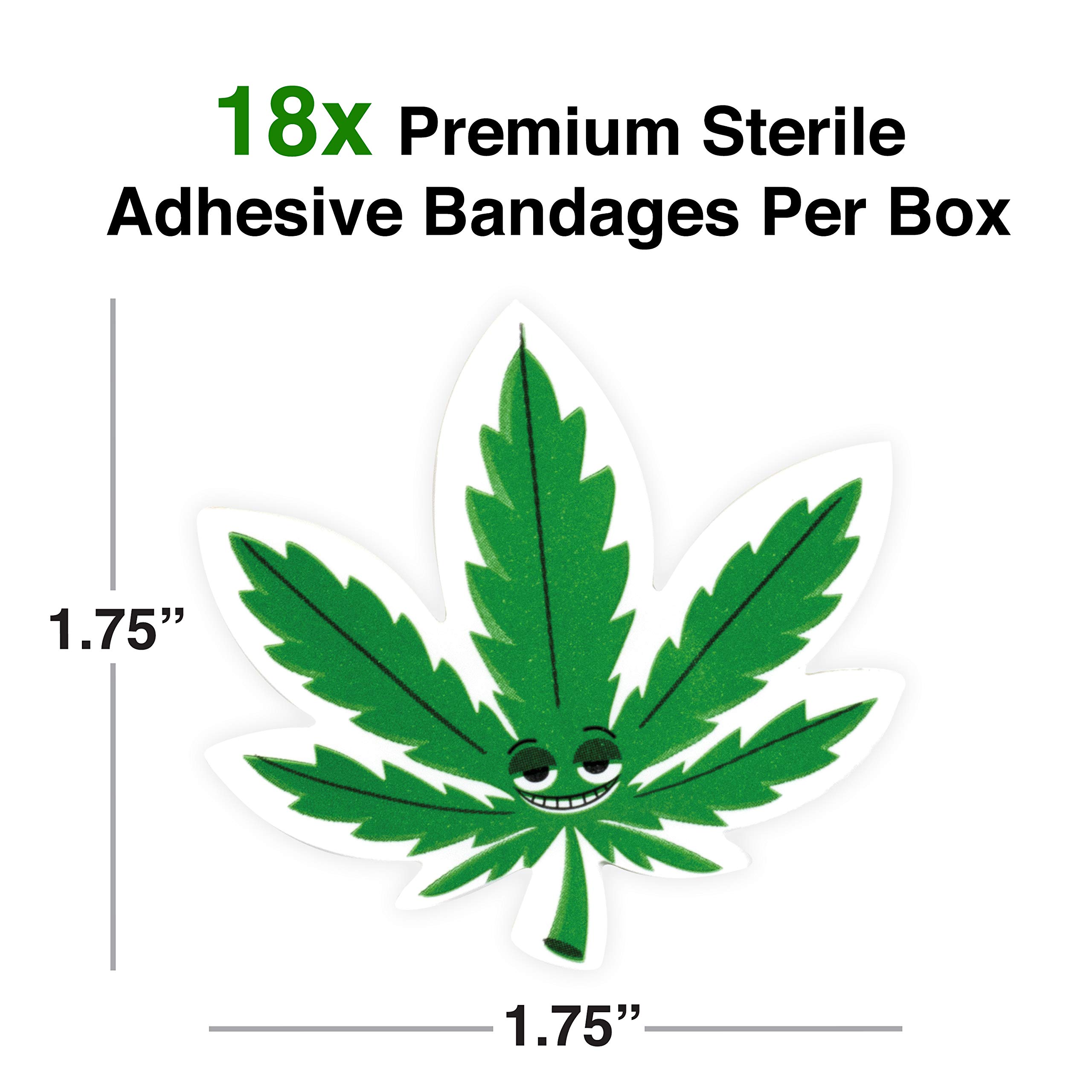 GAMAGO Pot Leaf Bandages - Fun & Stylish Cannabis-Themed Adhesive Bandages for First Aid, Parties & Festivals