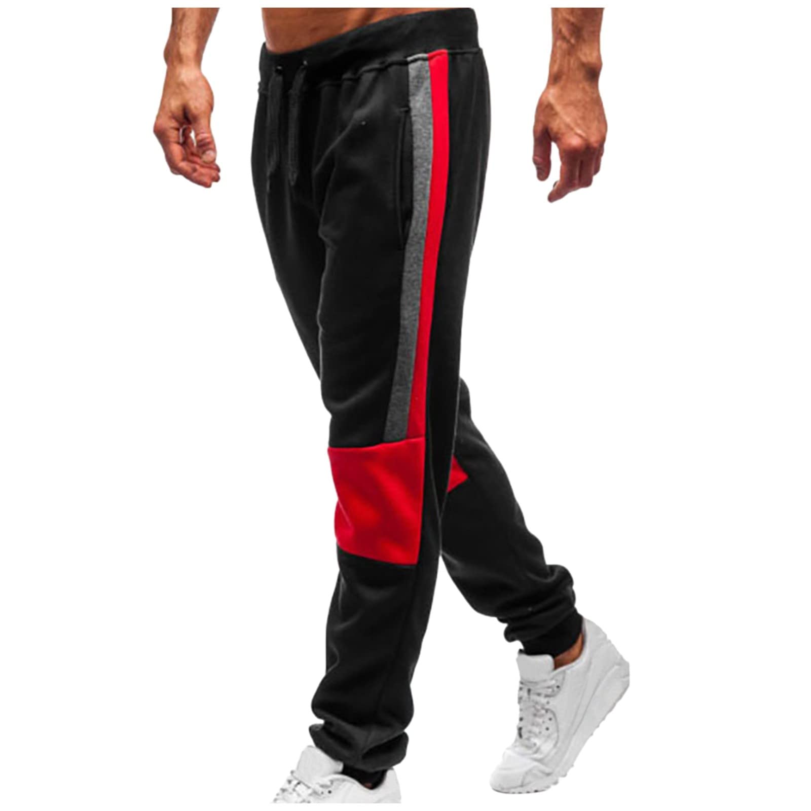 Men's Casual Sports Pants with Pockets - Mid Waist Drawstring Joggers for Gym, Running & Lounge Wear