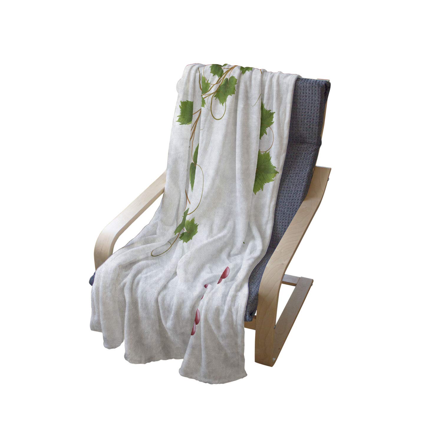 Ambesonne Vineyard Throw Blanket - Soft Flannel Fleece with Curved Ivy & Cabernet Wine Cluster Print, 50