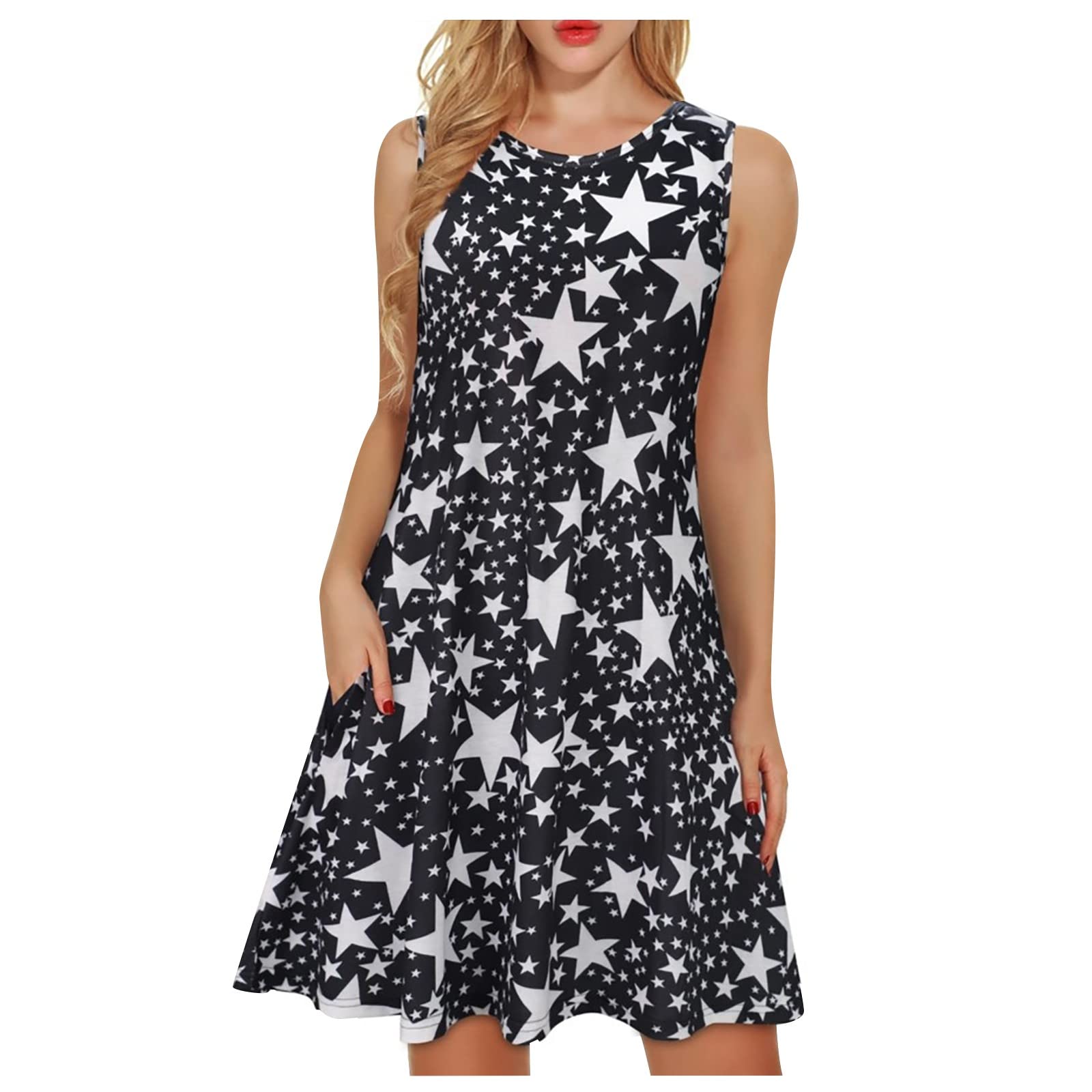 Women's Floral Summer Sundress - Sleeveless Casual Beach Dress with Pockets | Perfect for Vacations, Pool Parties & Outdoor Adventures