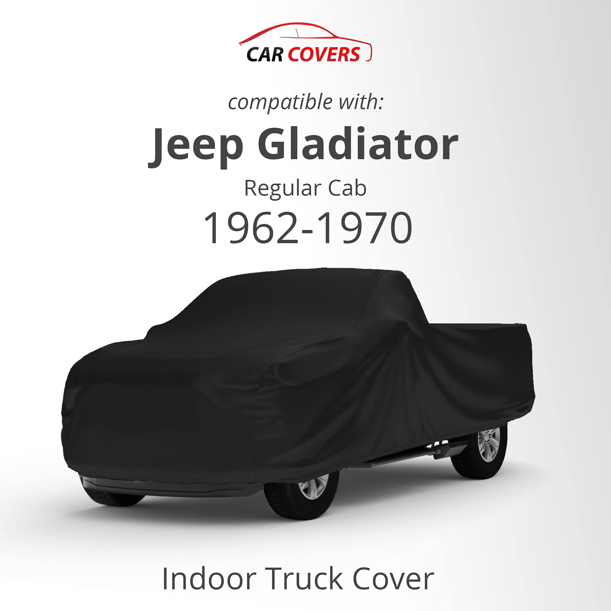 Scratch-Resistant Indoor Car Cover for Jeep Gladiator 1962-1970 Regular Cab - Black Satin Ultra Soft Truck Accessory with Warranty | Perfect for Garage Storage, Vehicle Protection & Long-Term Parking