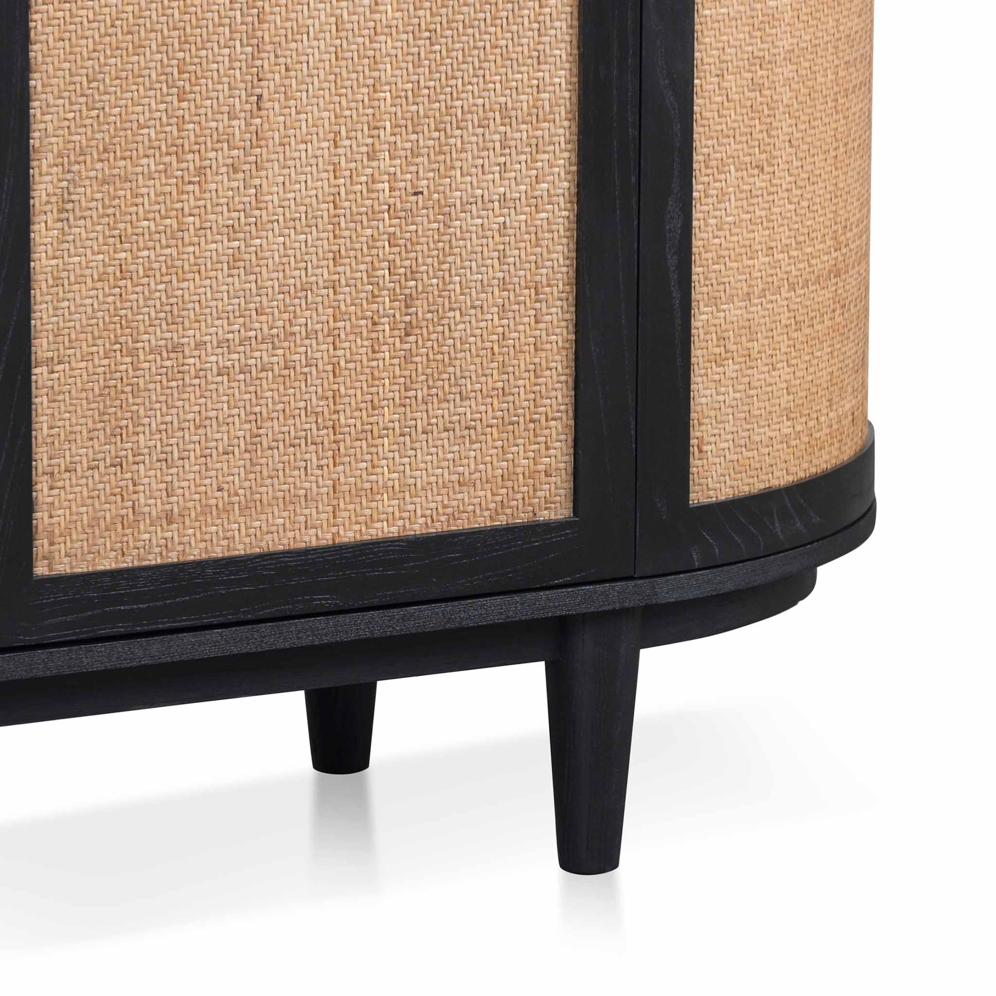 1.7m Black Elm Sideboard with Rattan Doors - Stylish Storage for Living Room, Dining Room & Entryway