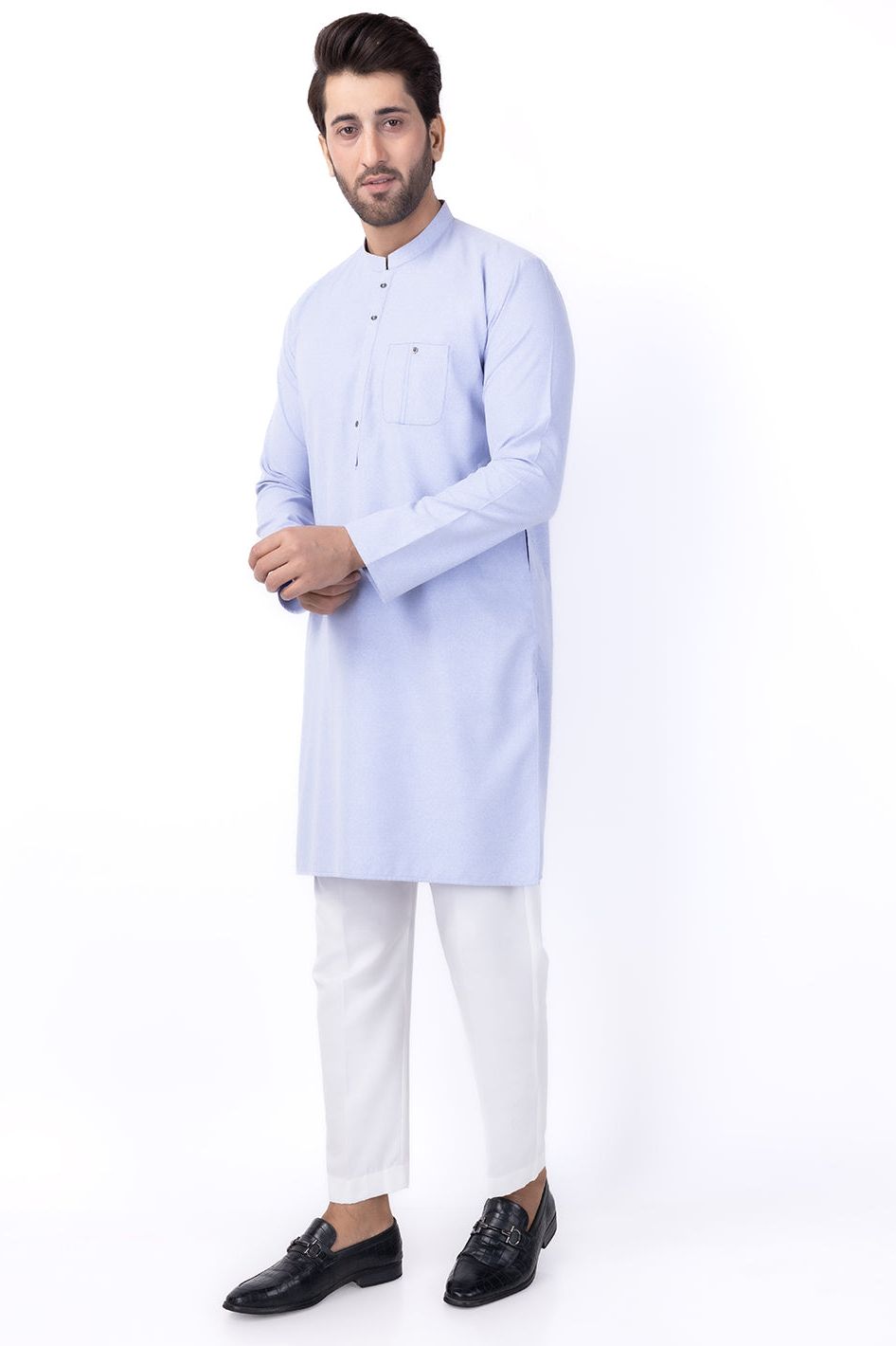 Stylish Light Blue Blended Kurta for Women - Comfortable & Trendy Indian Tunic Top - Perfect for Festivals, Parties & Casual Wear