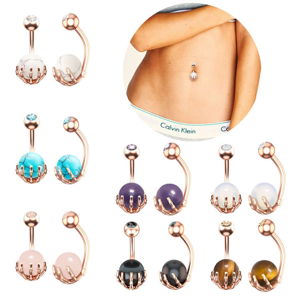 Opal Paw Belly Button Ring - Cute and Stylish Navel Piercing Jewelry for Women | Perfect for Everyday Wear, Parties, and Unique Fashion Statements