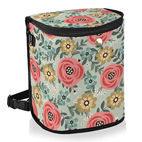 Pink Floral Car Trash Can with Lid - Leakproof Hanging Car Garbage Bag, Waterproof Vehicle Trash Bin for Backseat, Multipurpose Storage Container - Perfect for Road Trips, Commuting & Family Travel