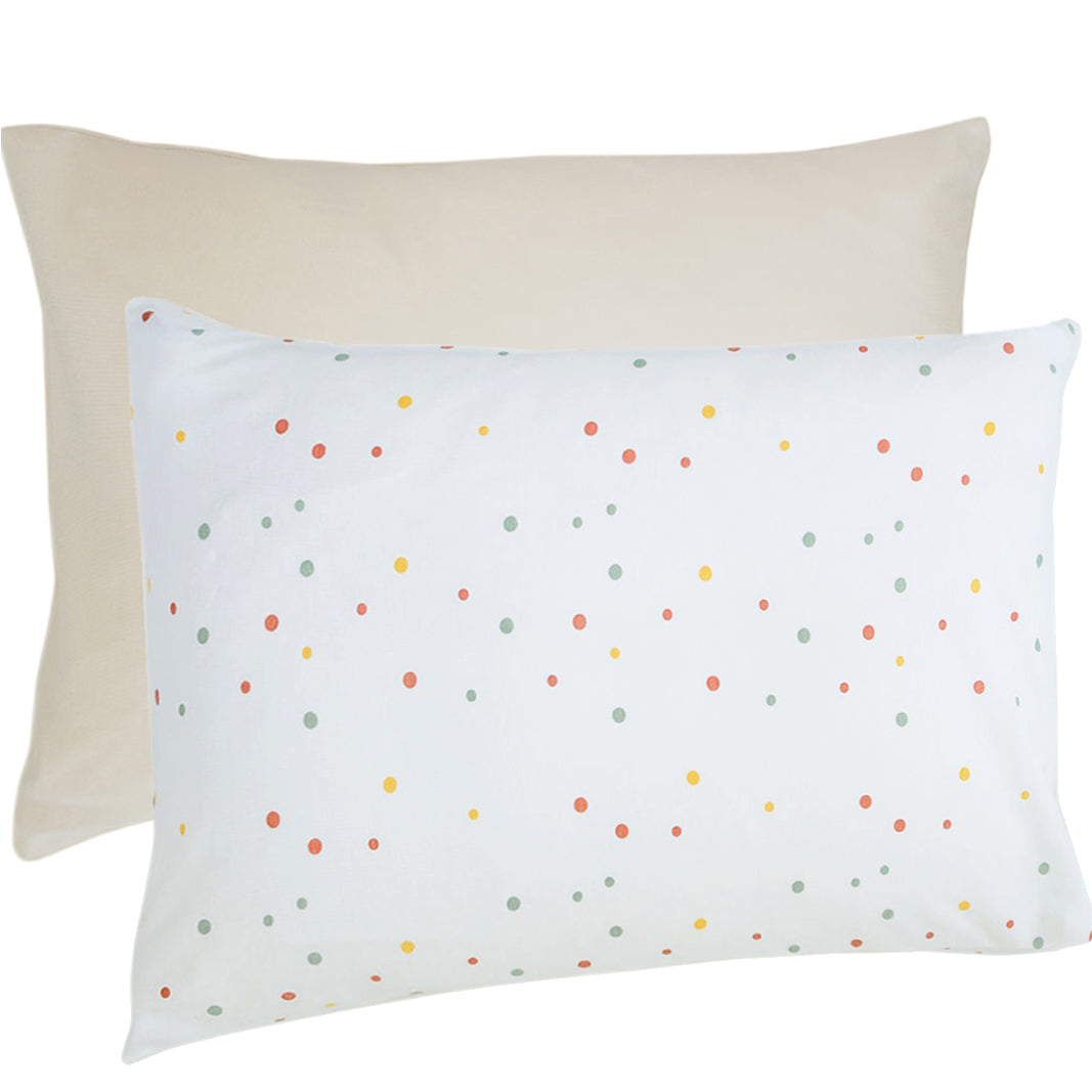 Ecolino® 100% Organic Cotton Pillowcase Set (2 Pack) - Soft & Breathable Oat & Dots Design for Bedroom, Hotel, Travel & Home Decor