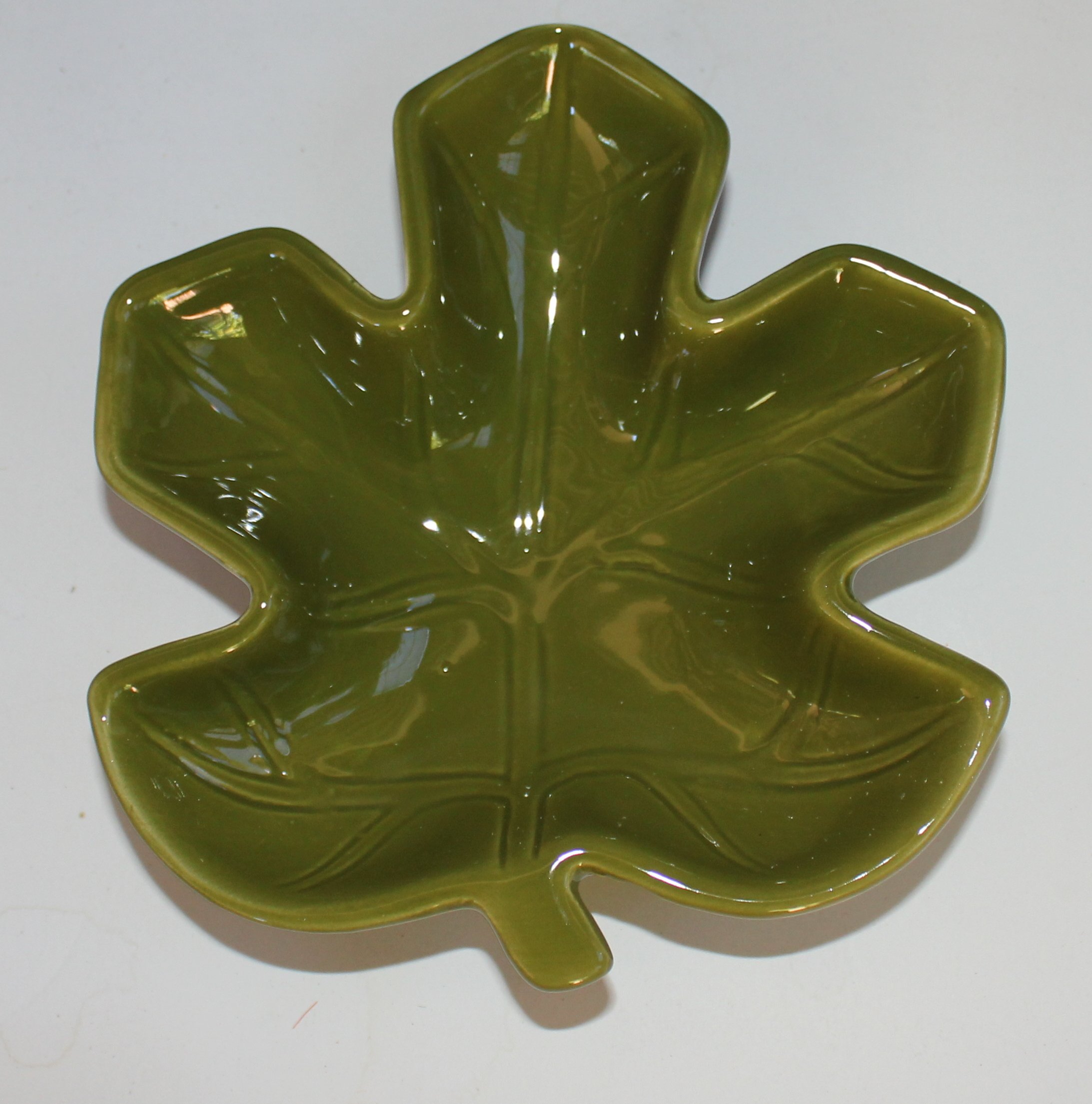 Halloween Ceramic Candy Dish 6 Inch - Green Leaf Design for Trick or Treat, Party Decor & Holiday Serving | Perfect for Candy, Snacks & Home Decor