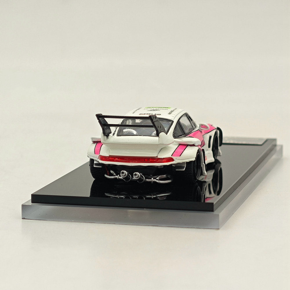 1/64 Scale RWB Porsche 993 Rauh-Welt Modified Pink #23 Tall Wing Diecast Model Car - Limited Edition Collectible for Display & Racing Enthusiasts
