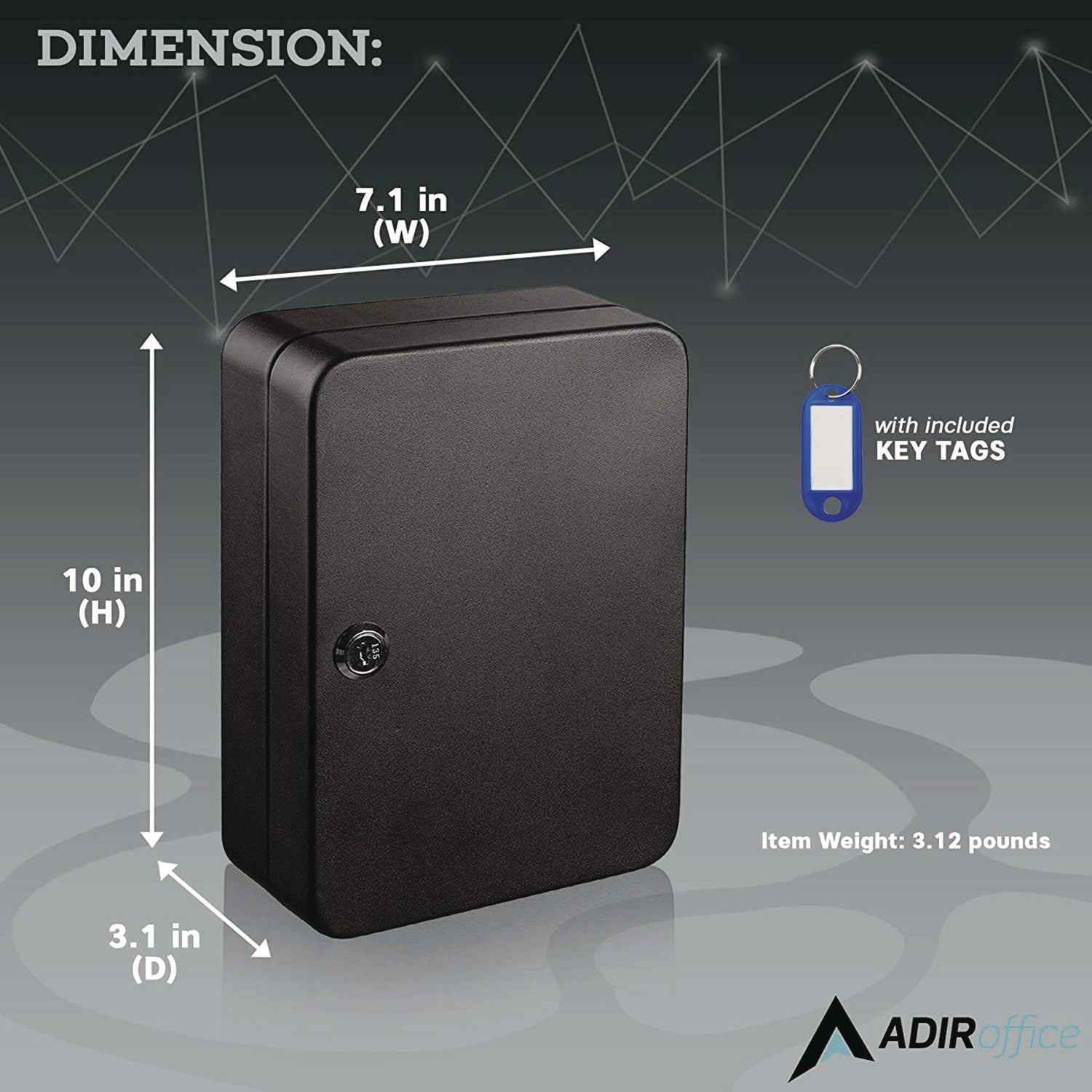 AdirOffice 48-Key Steel Key Lock Cabinet - Secure Key Storage Box with Key Lock, Stainless Steel 304 Construction (7.1