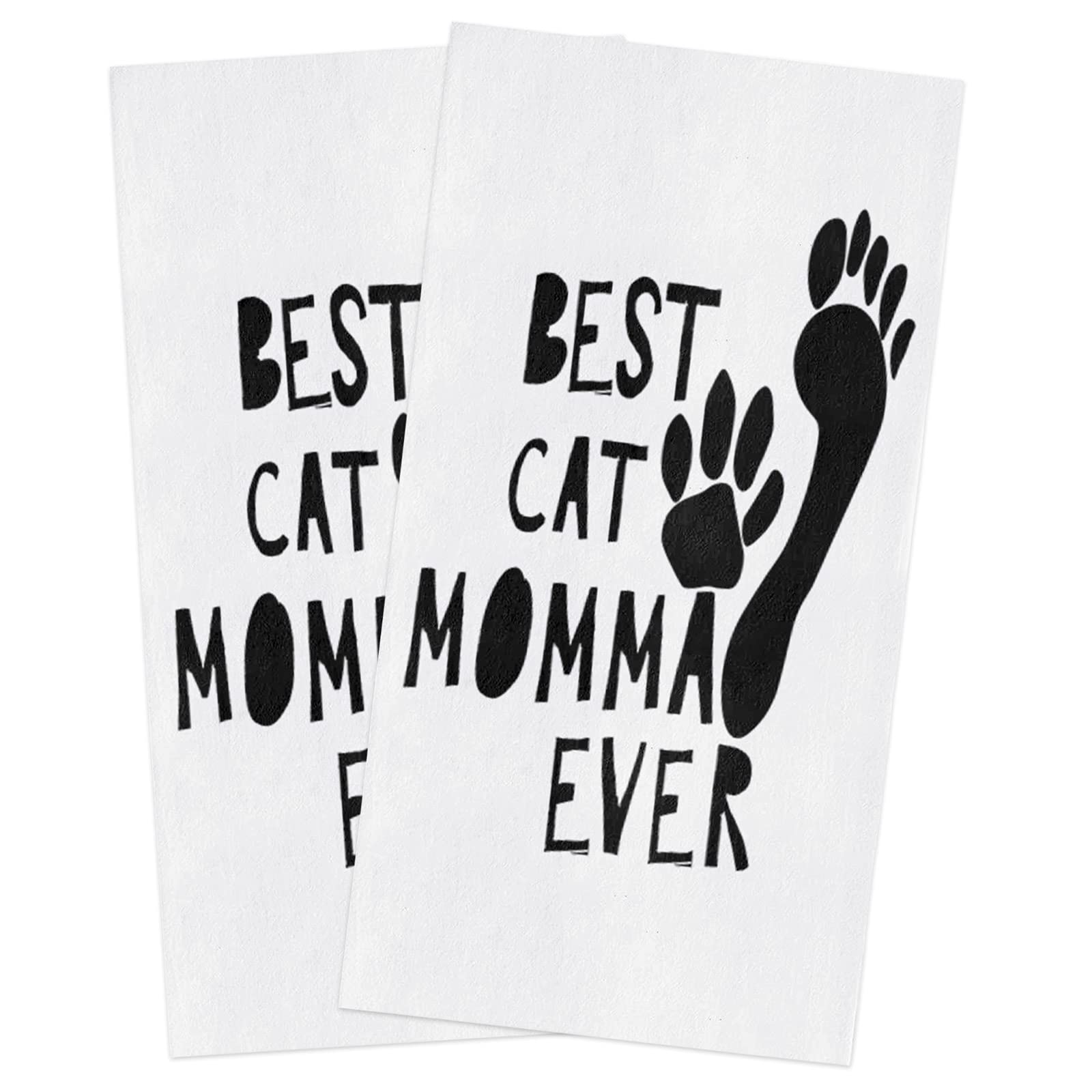 Best Mom Ever Cotton Kitchen Towels - Super Absorbent Dishcloths with Foot Print Design (Black & White, 18x28 Inch, 2 Pack) - Reusable for Kitchen Cleaning, Tea Towels, Bar Towels & Hand Towels - Perfect for Daily Dish Drying, Counter Wiping & Household Chores