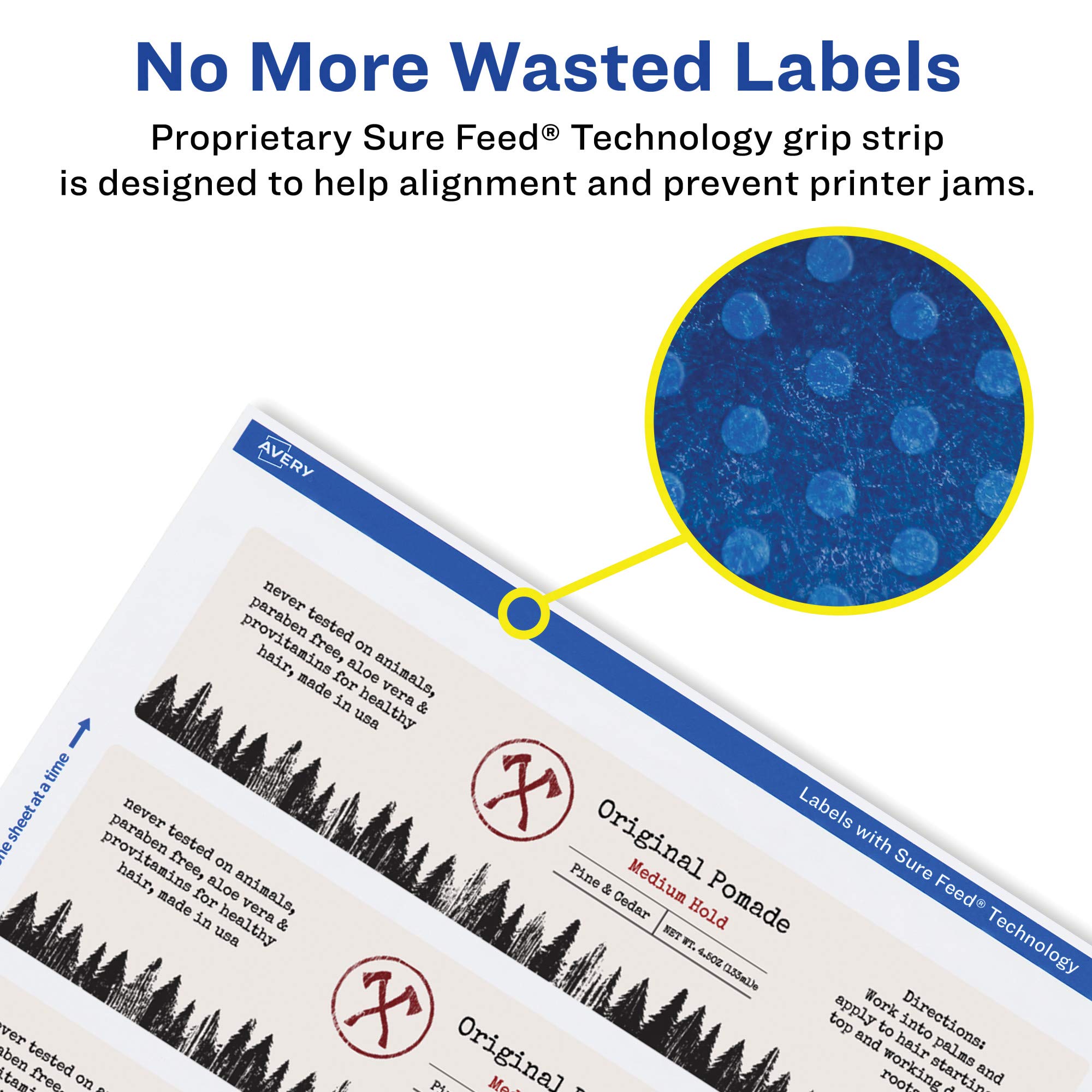 Avery Matte White Rectangle Labels with Sure Feed, 5/8