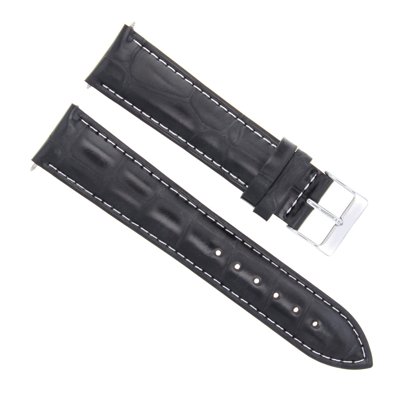 20mm Leather Watch Band for Cartier Ronde Solo XL - Black WS Strap for Men & Women