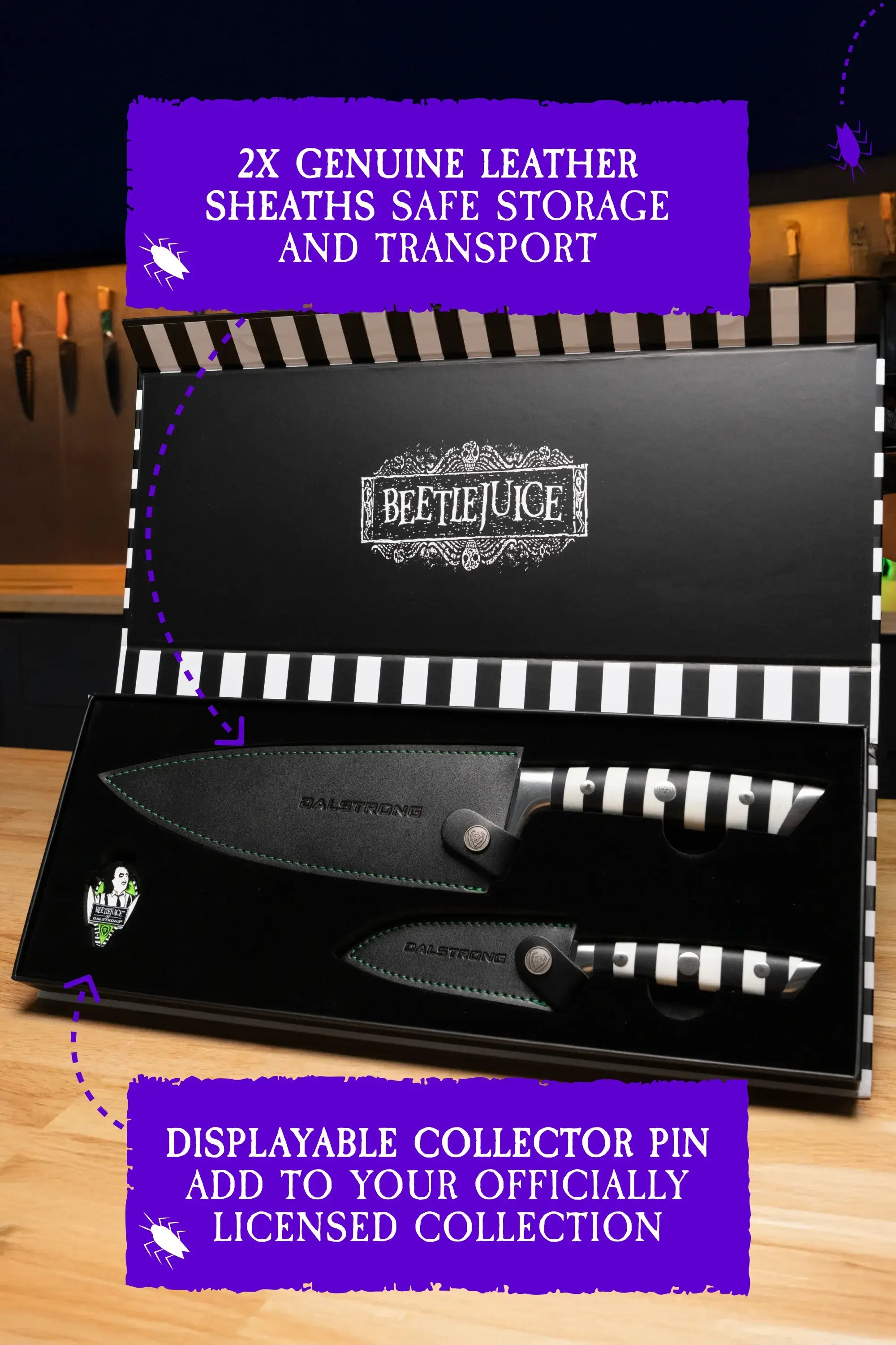 Premium 2-Piece Knife Set - Beetlejuice™ Themed Chef Knives by Dalstrong - Perfect for Halloween Cooking & Horror Movie Themed Kitchens