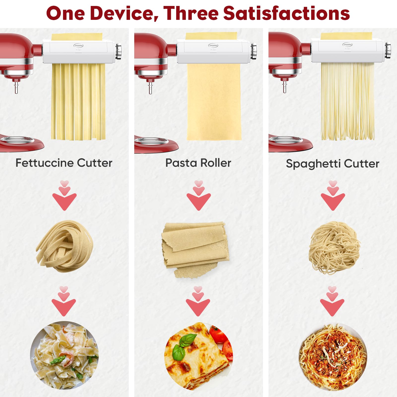 KitchenAid Stand Mixer Pasta Attachment Set - 3-in-1 Pasta Maker with Sheet Roller, Spaghetti & Fettuccine Cutters | Fresh Homemade Pasta Machine | Perfect for Italian Cooking, Family Dinners & Restaurant-Quality Meals
