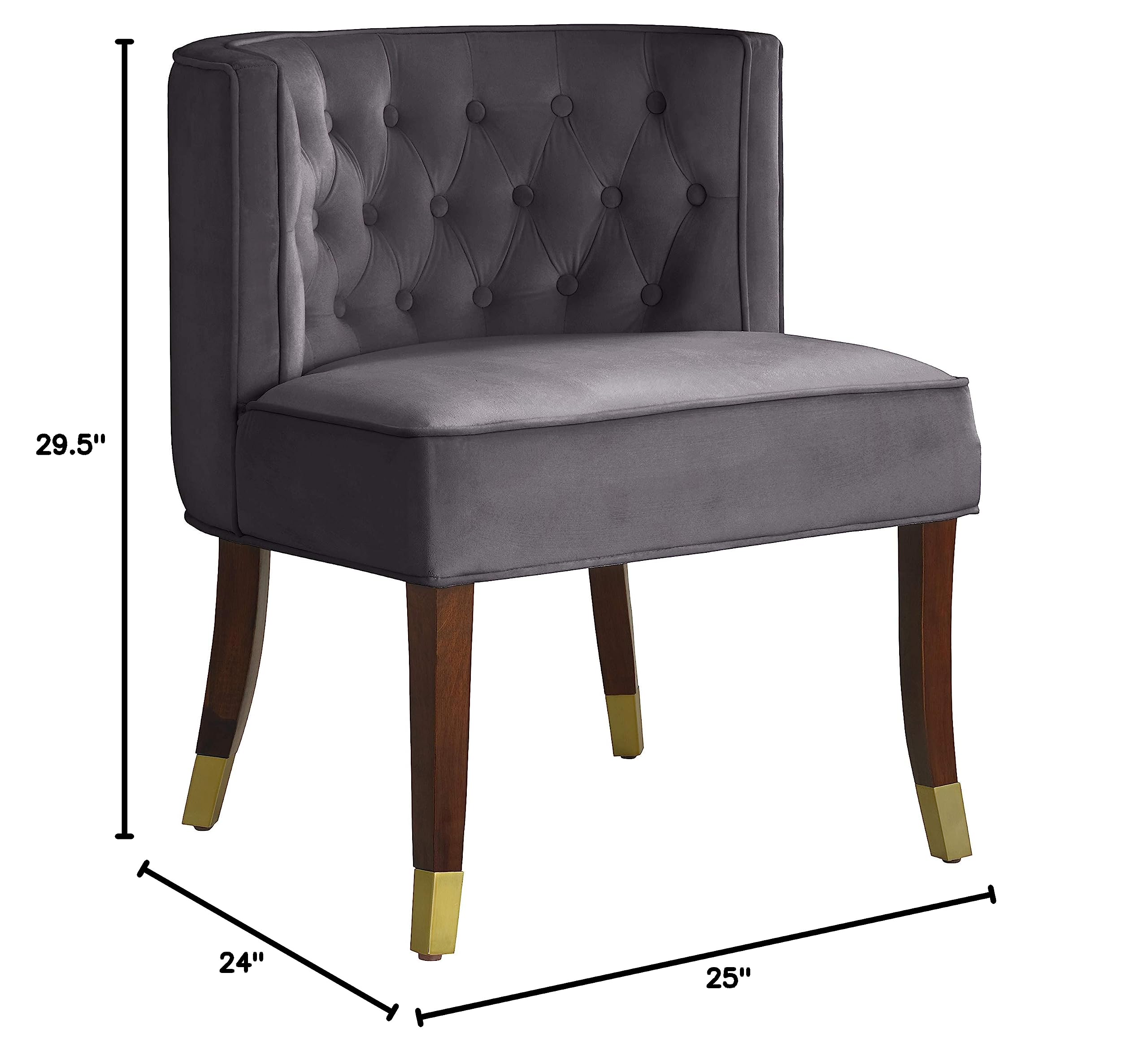 Modern Velvet Upholstered Dining Chairs Set of 2 - Tufted Back & Metal Legs Contemporary Design for Dining Room, Kitchen, or Home Office - 24