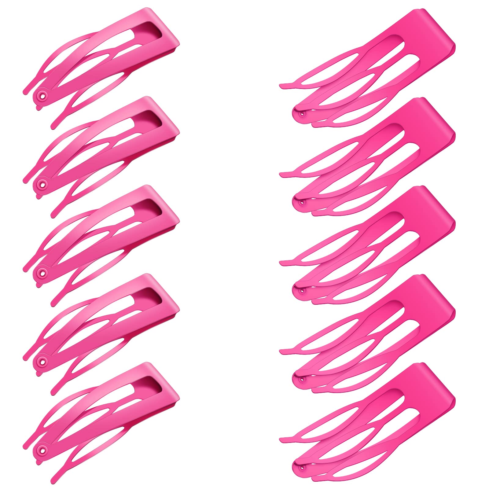 24 Pcs Hot Pink Double Grip Hair Clips - 2 Inch Metal Snap Barrettes for Women, Girls | Strong Hold for Thick Hair, Styling, Salon Use & DIY Hair Accessories | Perfect for Ponytails, Braids & Updos