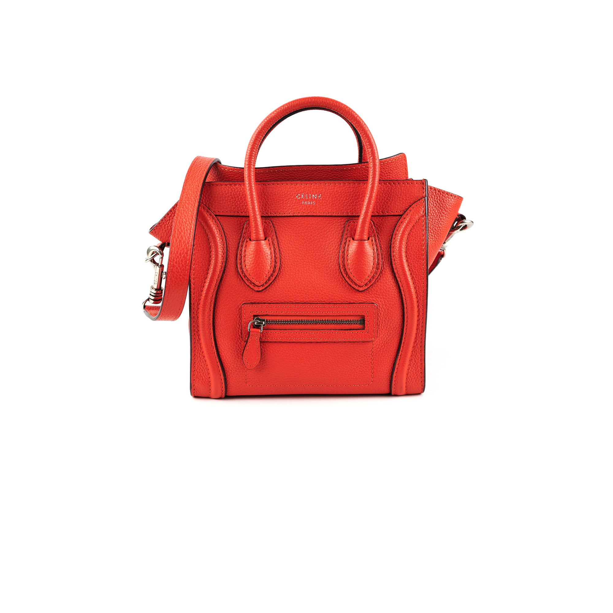 Celine Luggage Nano Handbag in Red | Genuine Leather Crossbody Bag for Women | Perfect for Work, Travel & Everyday Use