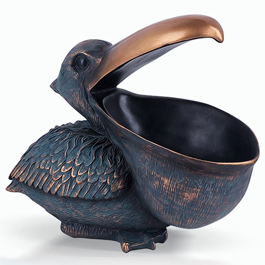 Premium MGCtech Storage Basket - Handcrafted Pelican Ornaments & Sculptures for Home Decor, Key Holder, Gift (Black, 25x15x21cm) - Perfect for Entryway, Living Room, and Coastal Themed Decorations