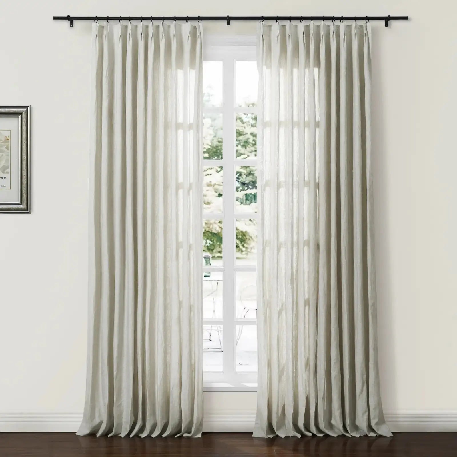 100% Linen Pleated Curtains by Doris - Elegant Window Treatments for Living Room, Bedroom & Dining Room